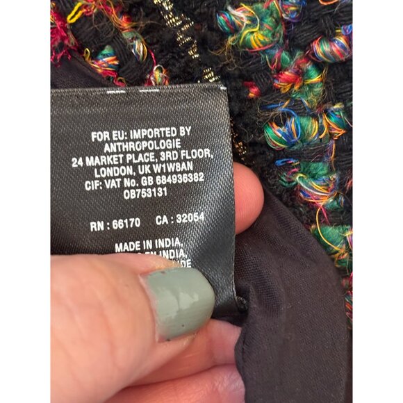ETT TWA Anthropologie Tweed Multicolor Short Sleeve Coat Mid Lenght - Picture 12 of 12